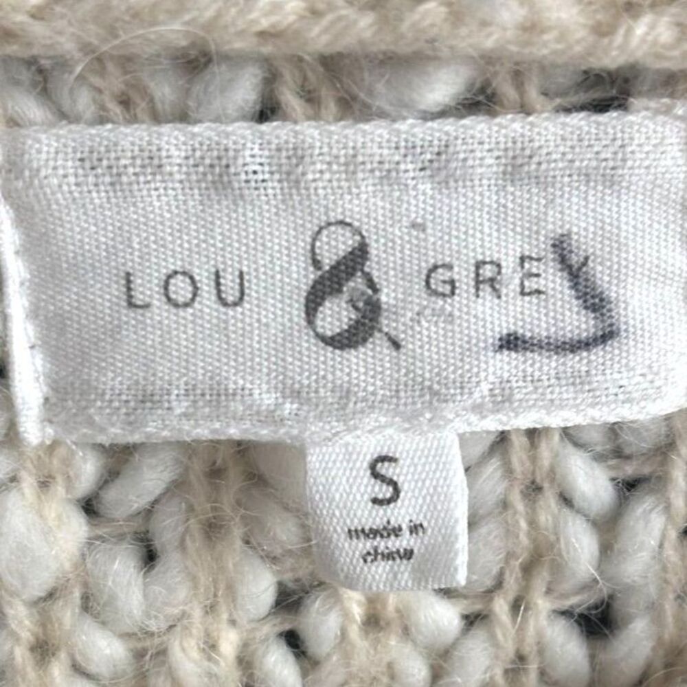 Lou & Grey Cream Textured Popcorn Chevron Knit Short Sleeve Sweater Size Medium - Picture 4 of 7